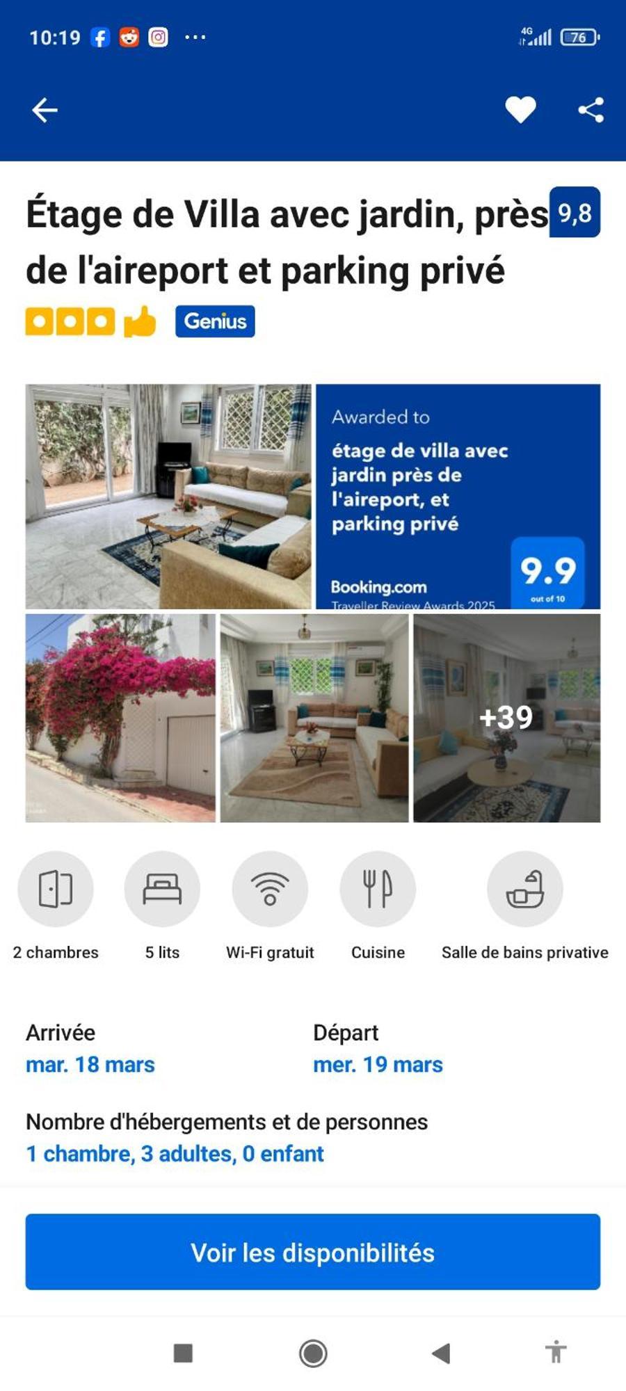 Etage De Villa Avec Jardin, Pres De L'Aireport Et Parking Prive Ariana Buitenkant foto